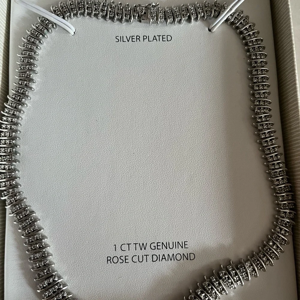 New Victoria Townsend 1 CT TW Genuine Rose Cut Diamond Silver Necklace $400